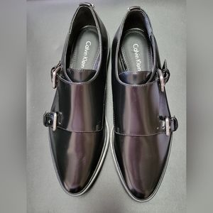 Calvin Klein Black Buckled Platform Loafers